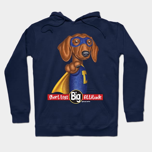 Super Hero Dachshund wearing Mask Hoodie by Danny Gordon Art